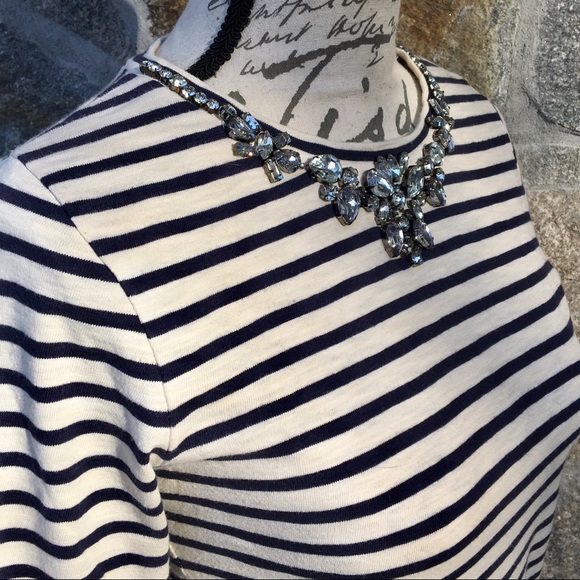 J. Crew Striped Necklace Tee 3/4 Length Sleeves Size XS - Picture 14 of 15